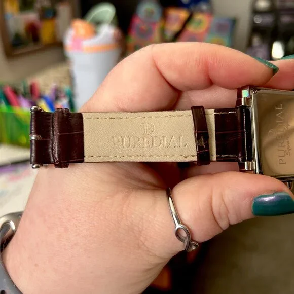 Japanese PureDial Square Legacy in Sapphire Blue and Silver with Leather Strap - Picture 8 of 15